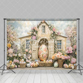 Aperturee - Aperturee Colorful Fairy Floral House Eggs Easter Backdrop